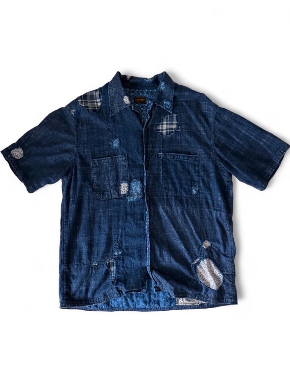 Kapital Indigo Patchwork Short-Sleeve Shirt (Boro Aloha)